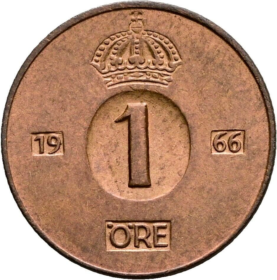 1 Öre Gustav VI. Adolf (1950-1973) 1966 – Vorderseite