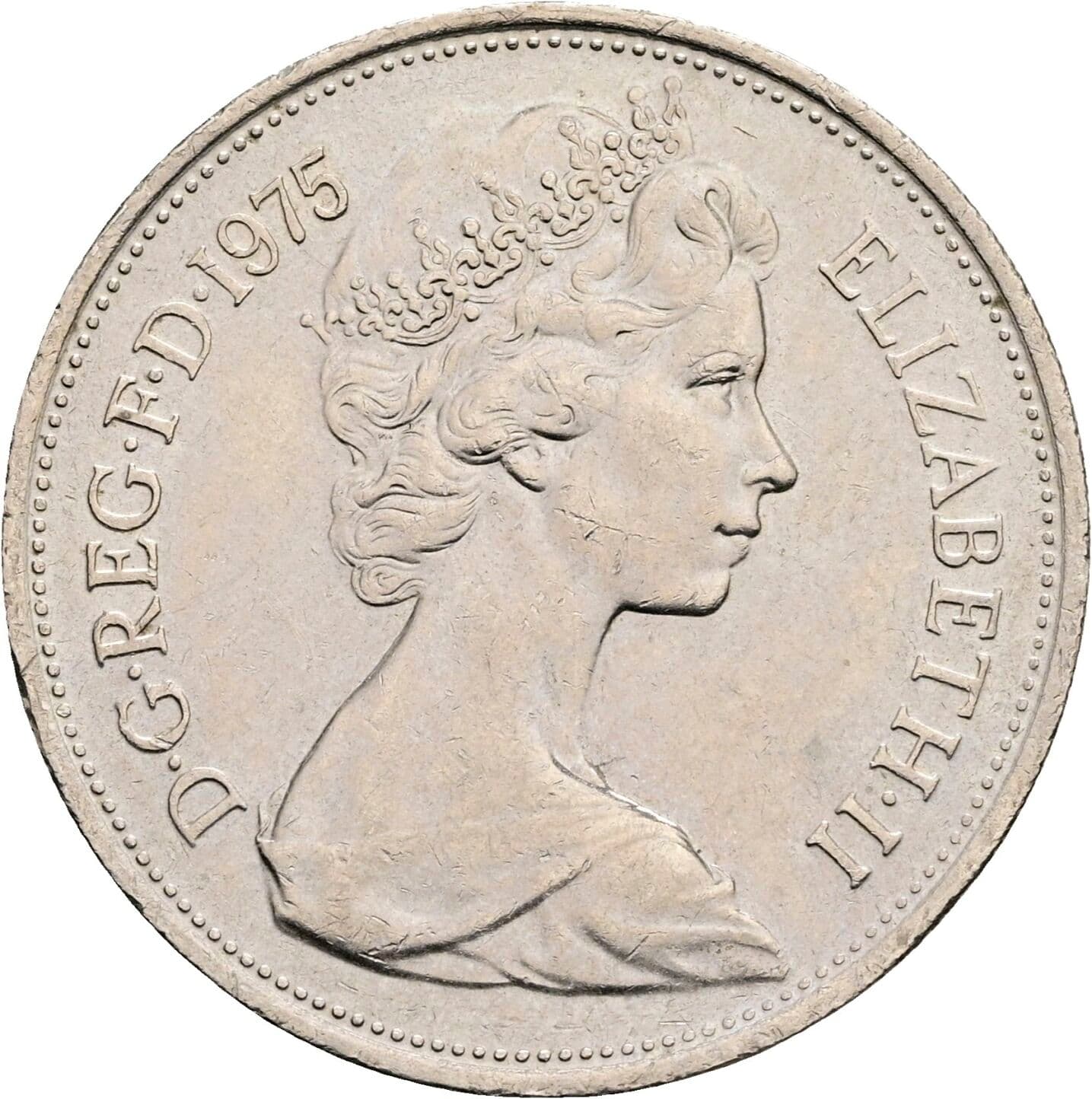 10 New Pence Elisabeth II. 1952-2022 1975 – Vorderseite