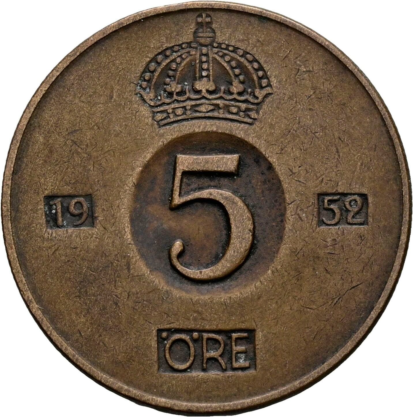 5 Öre Gustav VI. Adolf (1950-1973) 1952 – Vorderseite