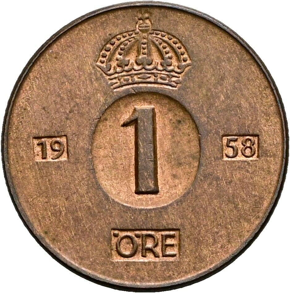 1 Öre Gustav VI. Adolf (1950-1973) 1958 – Vorderseite