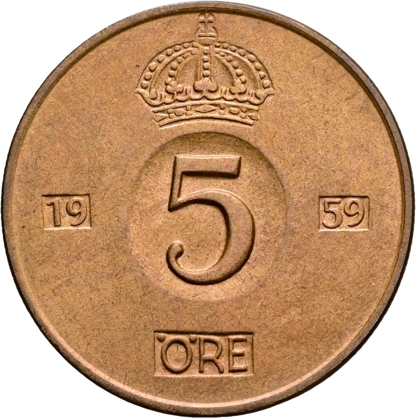 5 Öre Gustav VI. Adolf (1950-1973) 1959 – Vorderseite