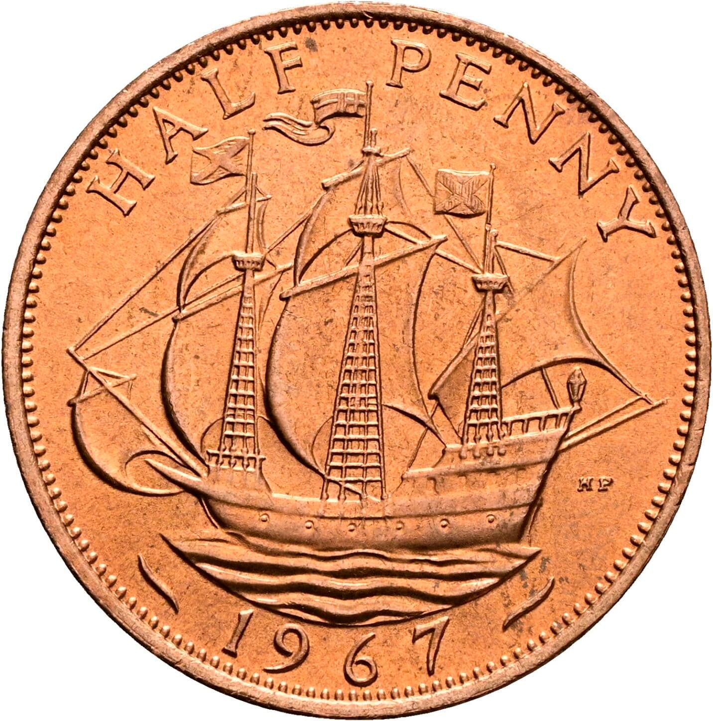Half Penny Elisabeth II. 1952-2022 1967 – Rückseite