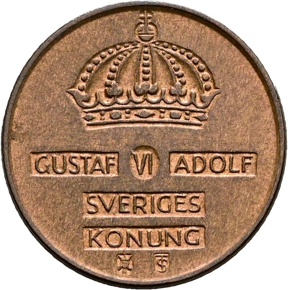1 Öre Gustav VI. Adolf (1950-1973) 1958 – Rückseite
