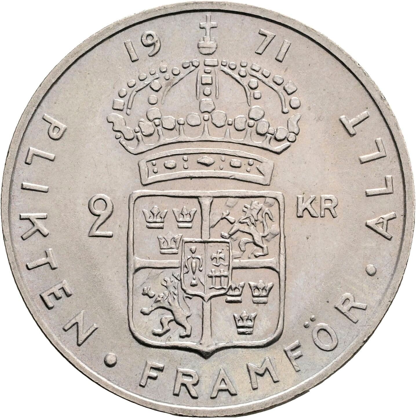 2 Kronor Gustav VI. Adolf (1950-1973) 1971 – Rückseite