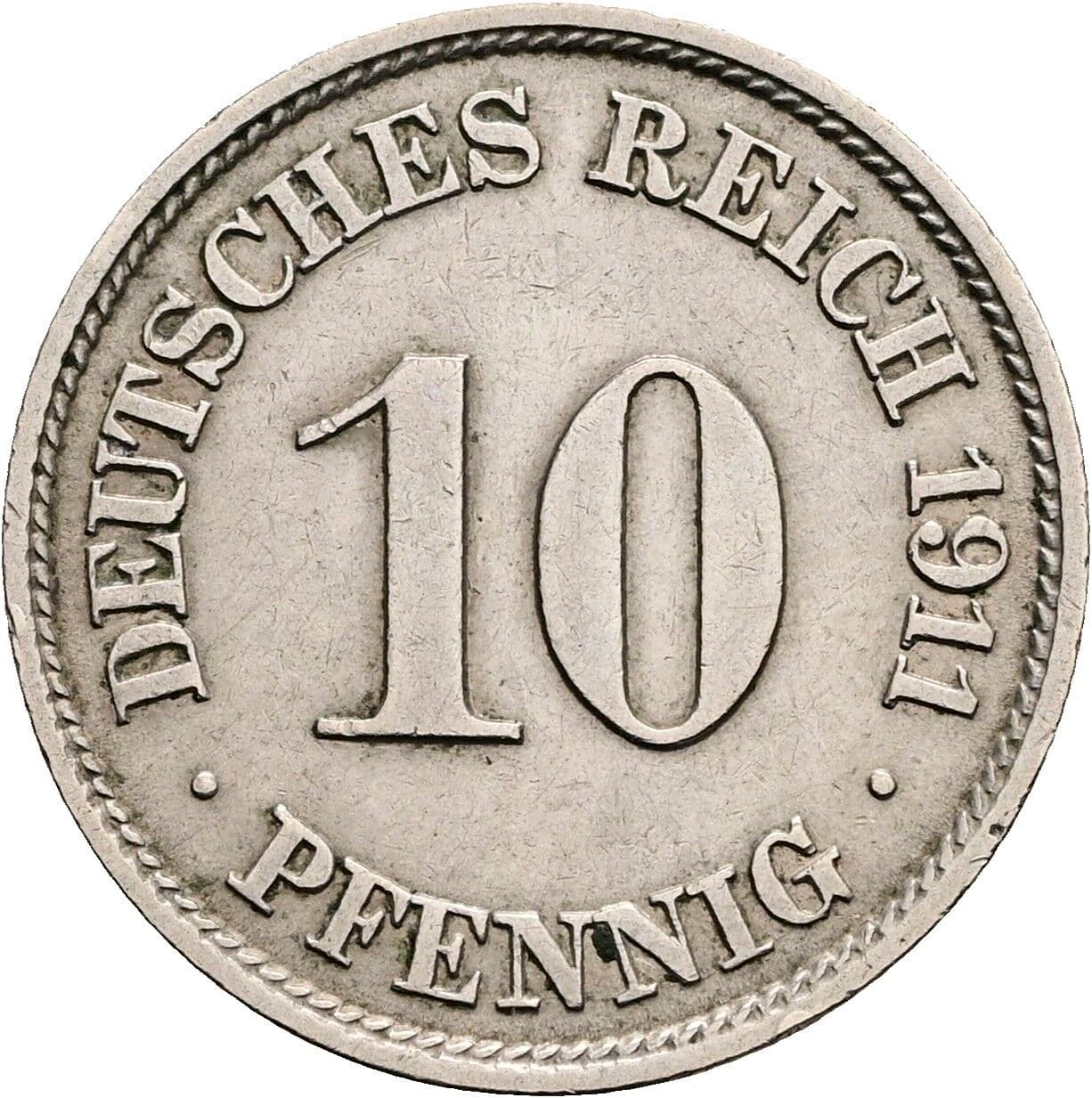 10 Pfennig 1911 J – Vorderseite