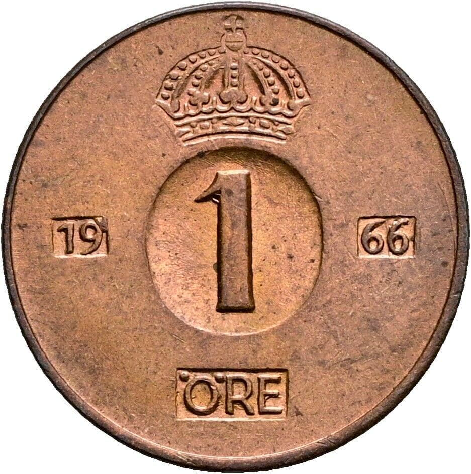 1 Öre Gustav VI. Adolf (1950-1973) 1966 – Vorderseite