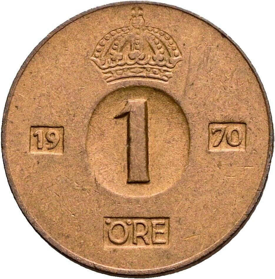 1 Öre Gustav VI. Adolf (1950-1973) 1970 – Vorderseite