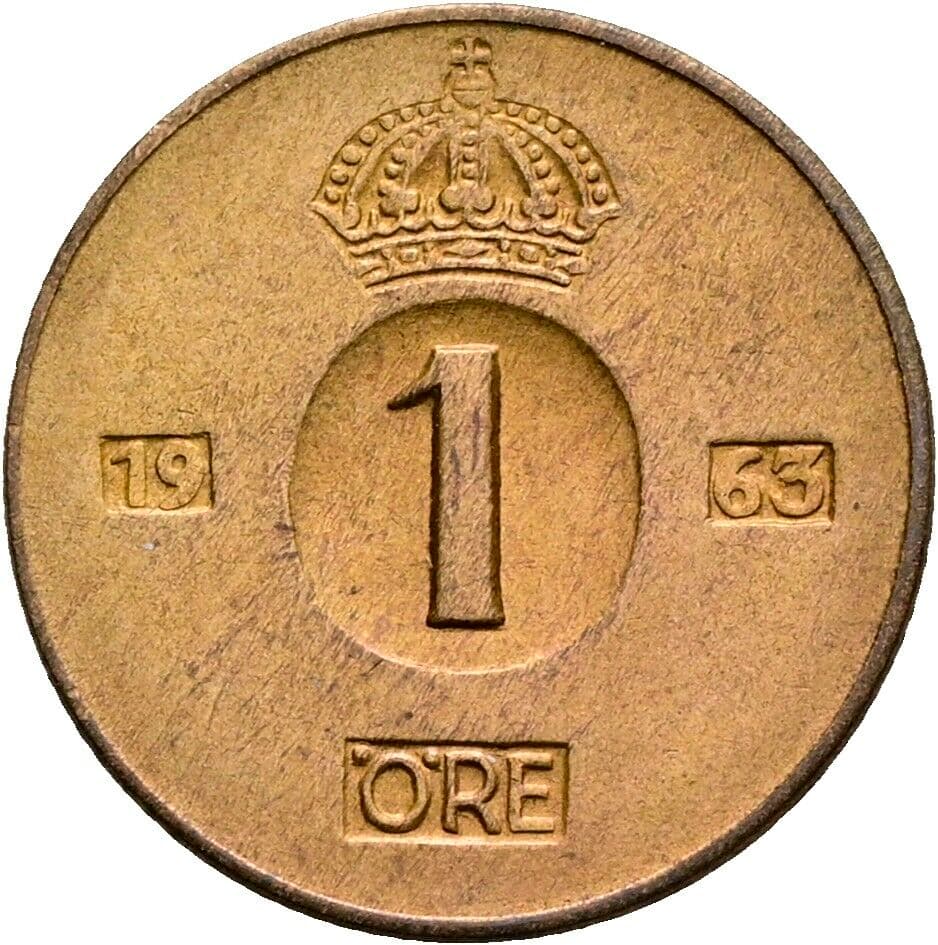 1 Öre Gustav VI. Adolf (1950-1973) 1963 – Vorderseite
