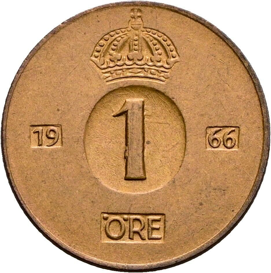 1 Öre Gustav VI. Adolf (1950-1973) 1966 – Vorderseite