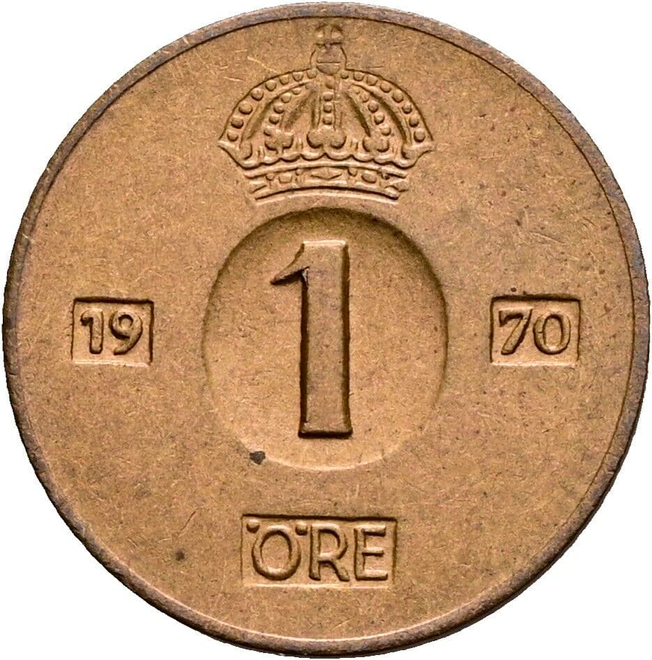 1 Öre Gustav VI. Adolf (1950-1973) 1970 – Vorderseite