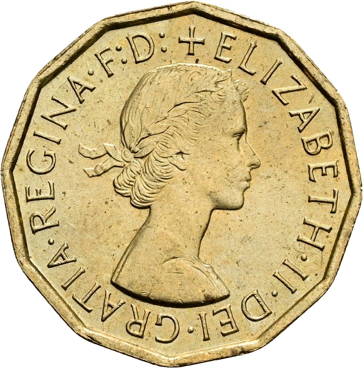 3 Pence Elisabeth II. 1952-2022 1967 – Vorderseite