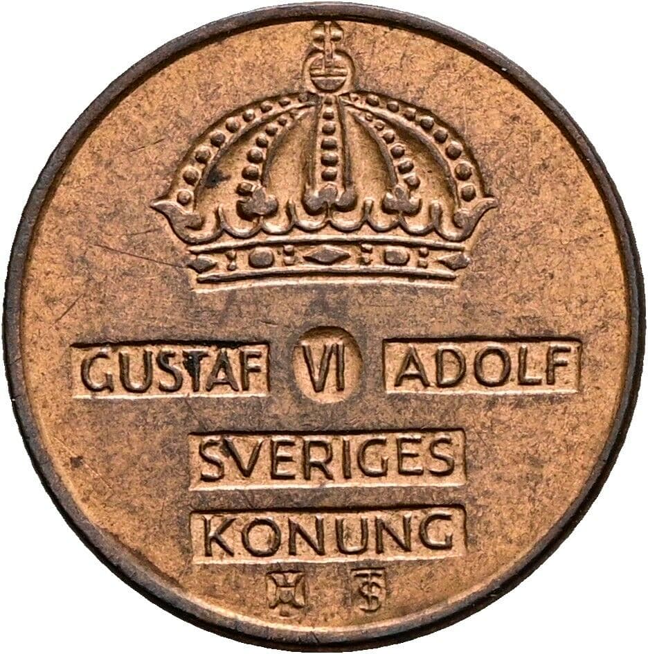1 Öre Gustav VI. Adolf (1950-1973) 1956 – Rückseite