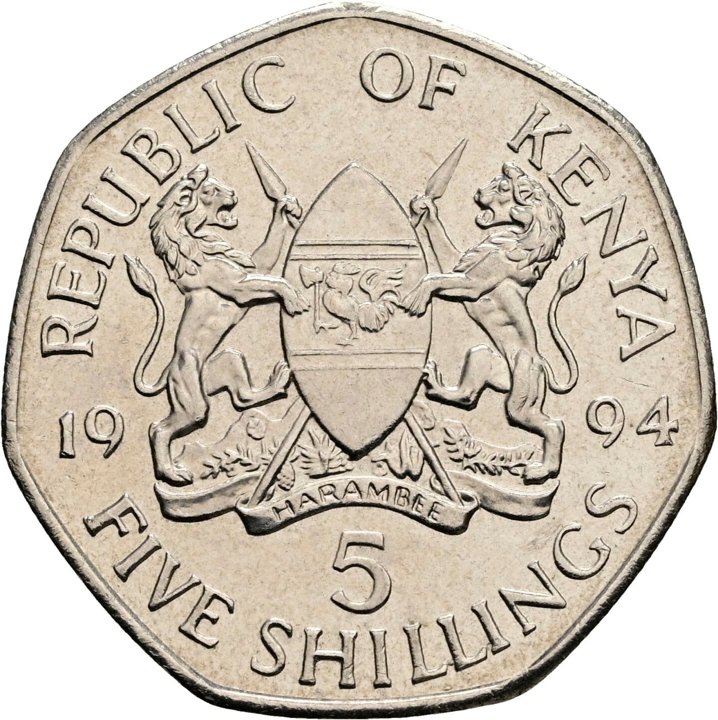 5 Shillings 1994 – Rückseite