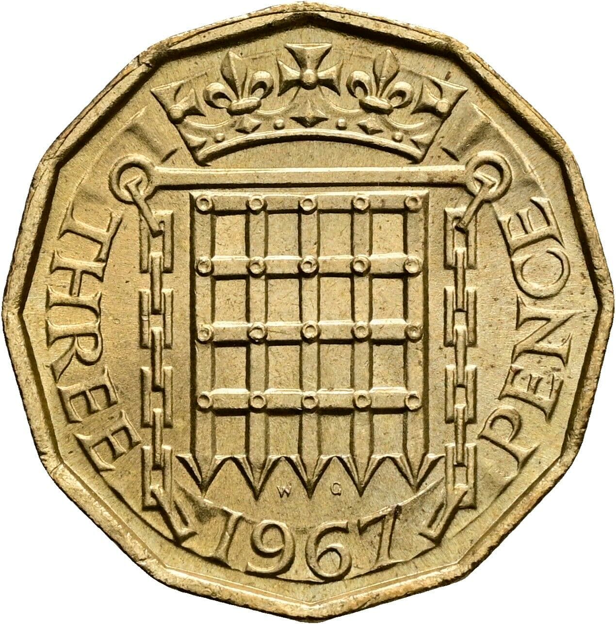 3 Pence Elisabeth II. 1952-2022 1967 – Rückseite