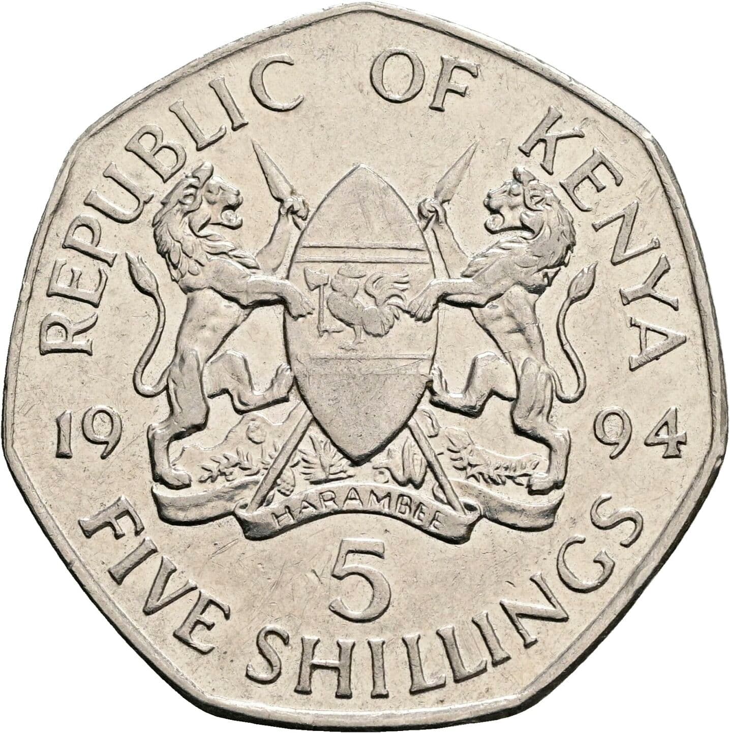 5 Shillings 1994 – Rückseite