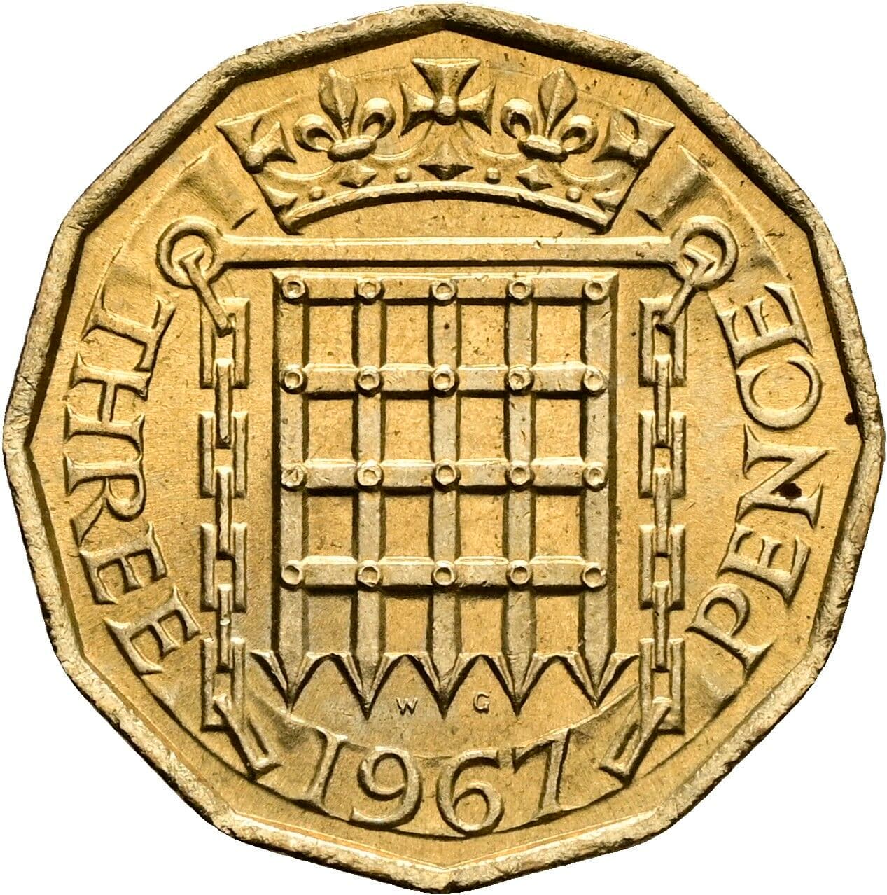 3 Pence Elisabeth II. 1952-2022 1967 – Rückseite