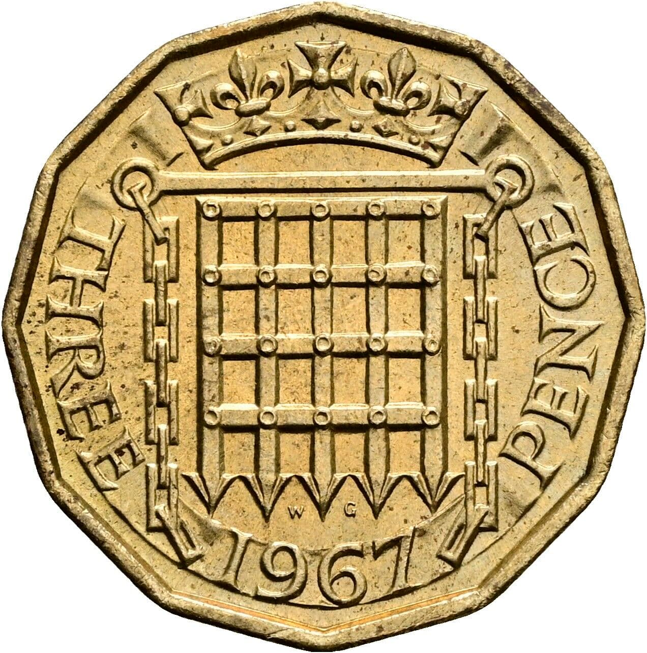 3 Pence Elisabeth II. 1952-2022 1967 – Rückseite