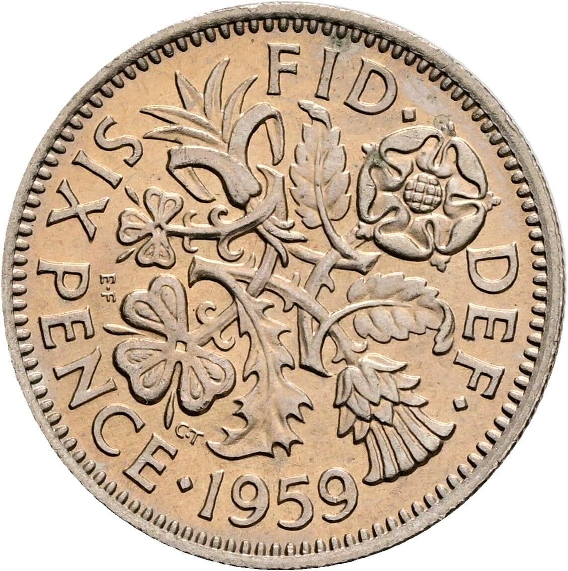 6 Pence Elisabeth II. 1952-2022 1959 – Rückseite