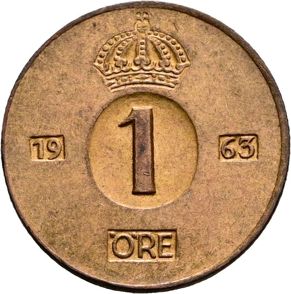 1 Öre Gustaf VI Adolf (1950-1973) 1963 – Vorderseite