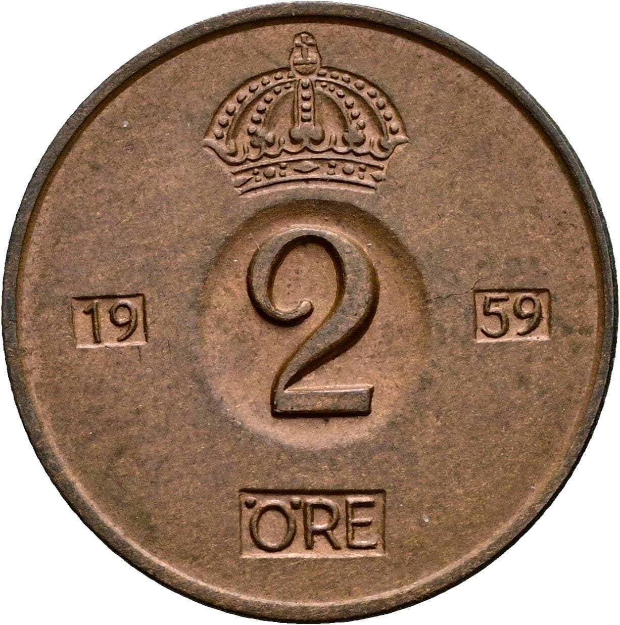 2 Öre Gustaf VI Adolf (1950-1973) 1959 – Vorderseite