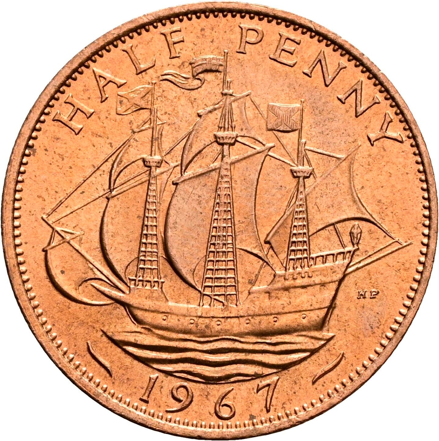 Half Penny Elisabeth II. 1952-2022 1967 – Rückseite
