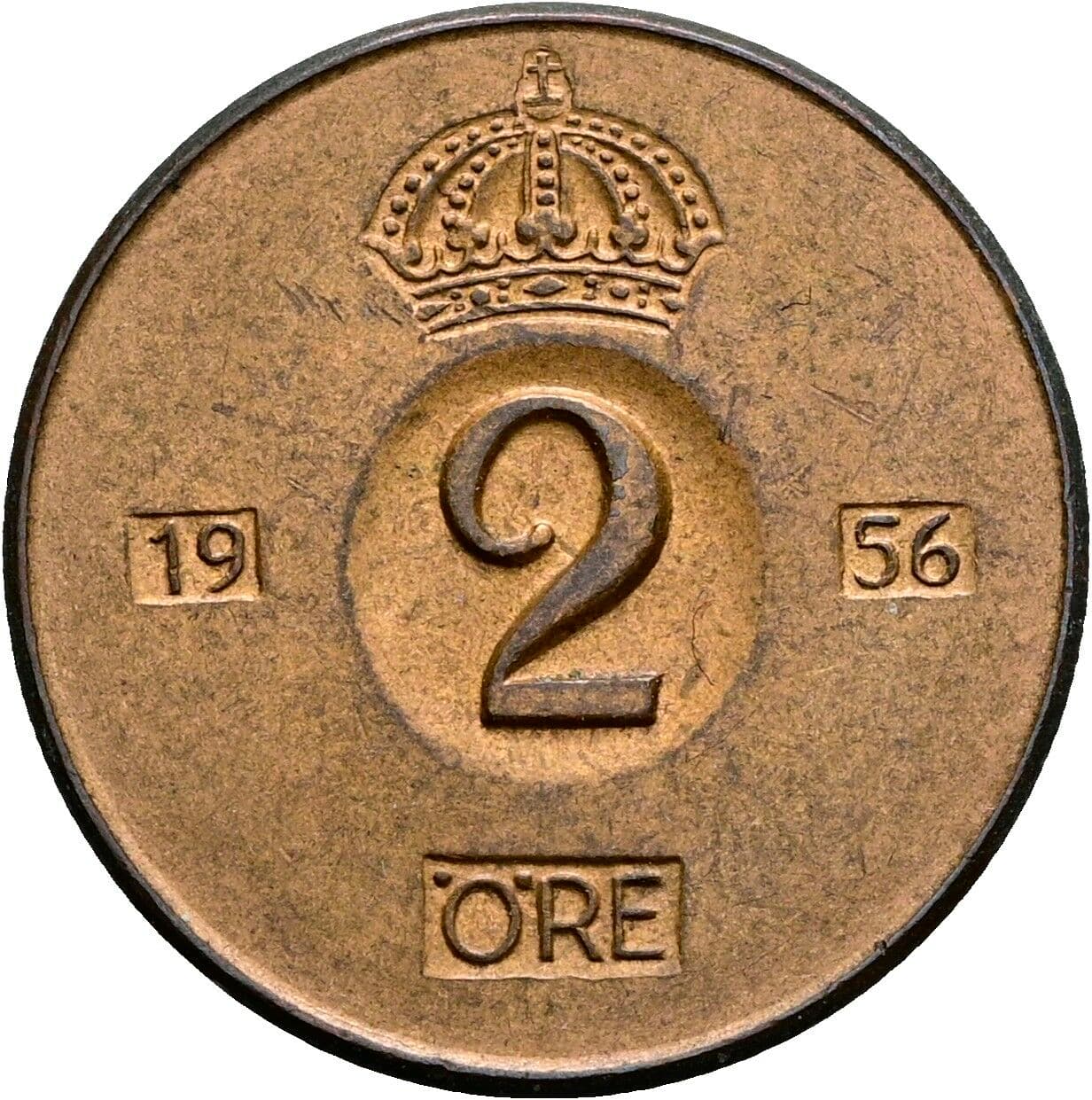2 Öre Gustav VI. Adolf (1950-1973) 1956 – Vorderseite