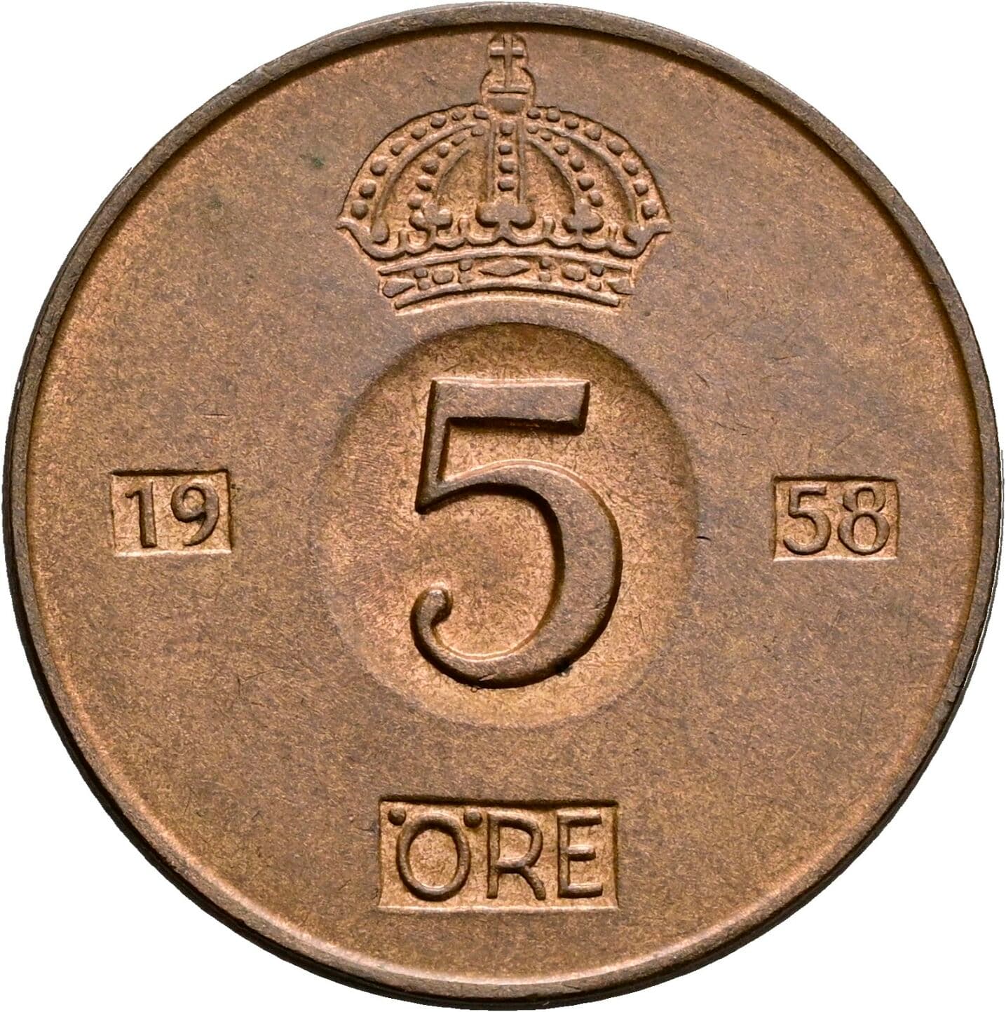 5 Öre Gustav VI. Adolf (1950-1973) 1958 – Vorderseite