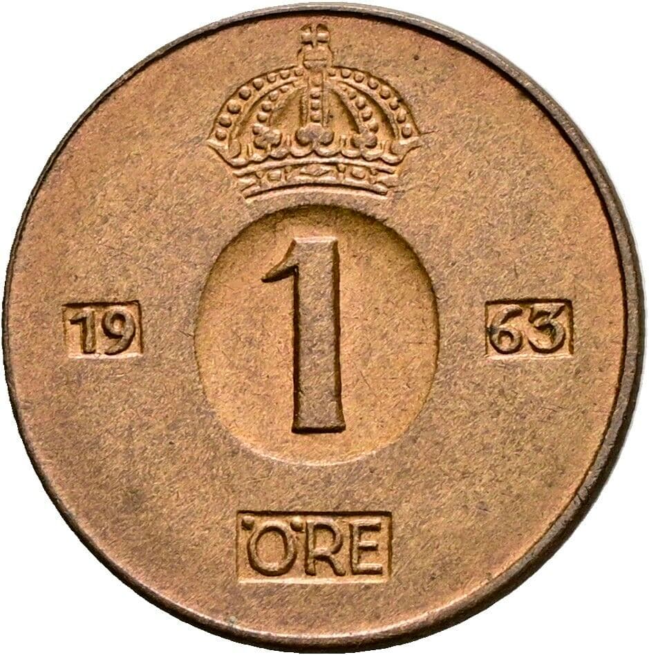 1 Öre Gustav VI. Adolf (1950-1973) 1963 – Vorderseite