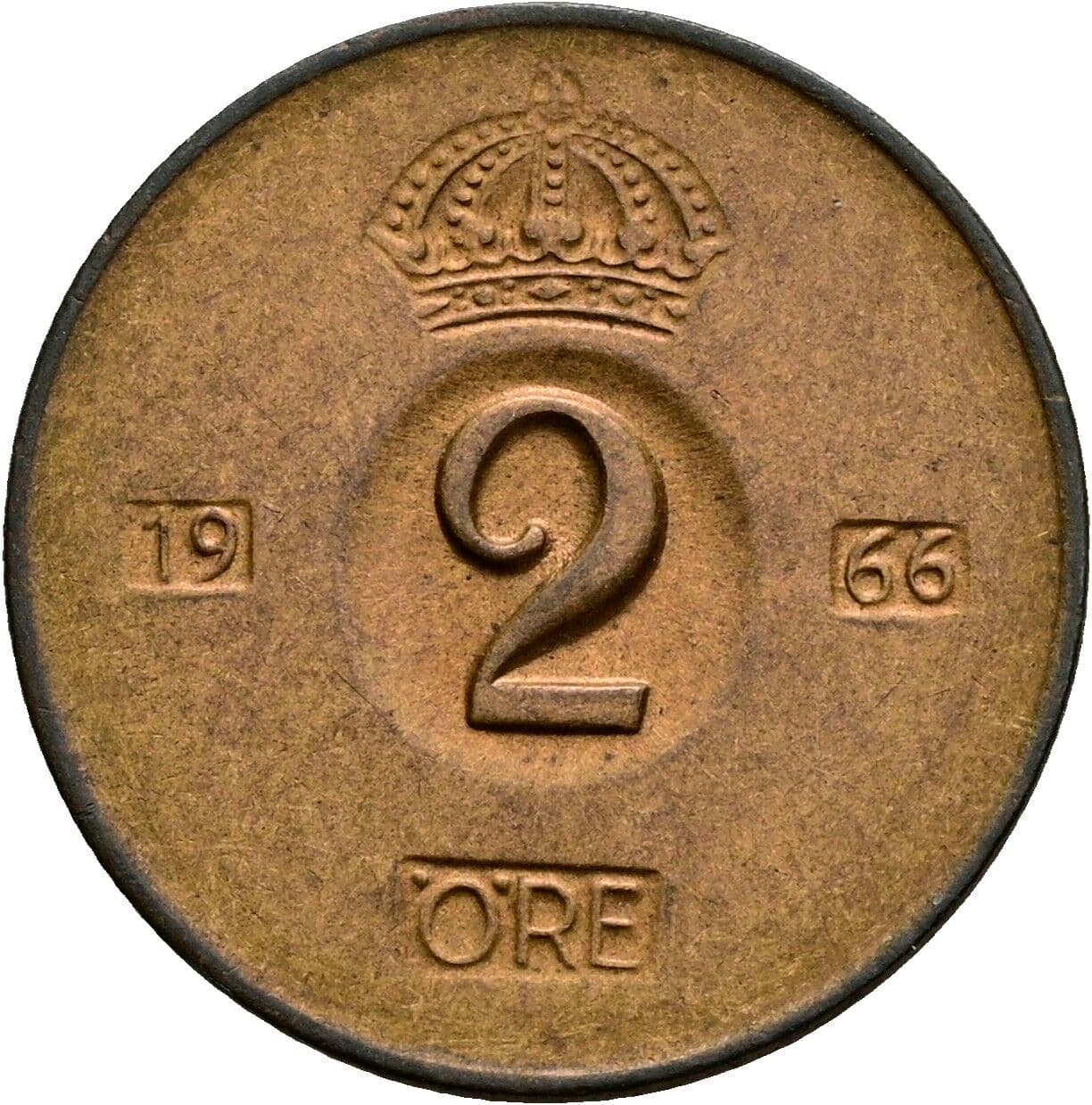 2 Öre Gustaf VI Adolf (1950-1973) 1966 – Vorderseite