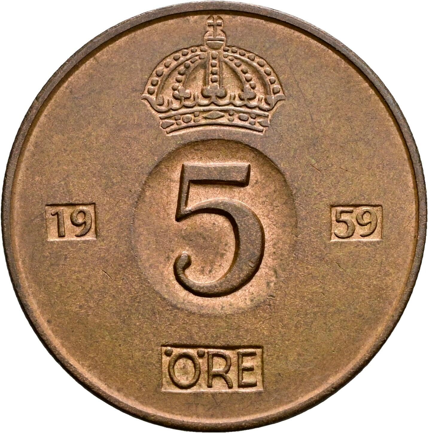 5 Öre Gustav VI. Adolf (1950-1973) 1959 – Vorderseite