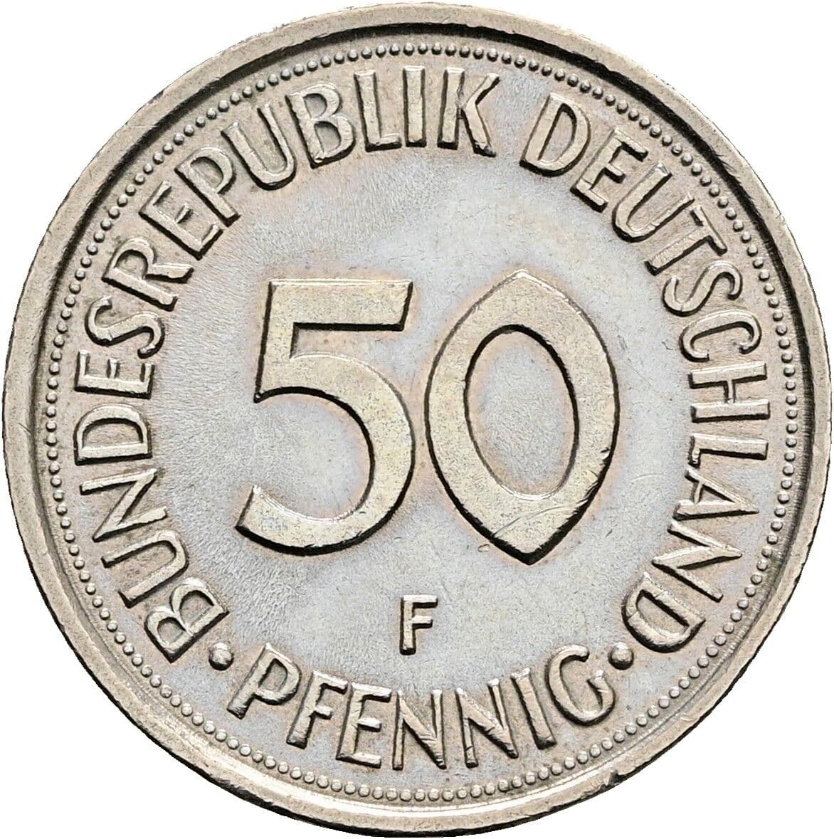 50 Pfennig 1975 F – Vorderseite