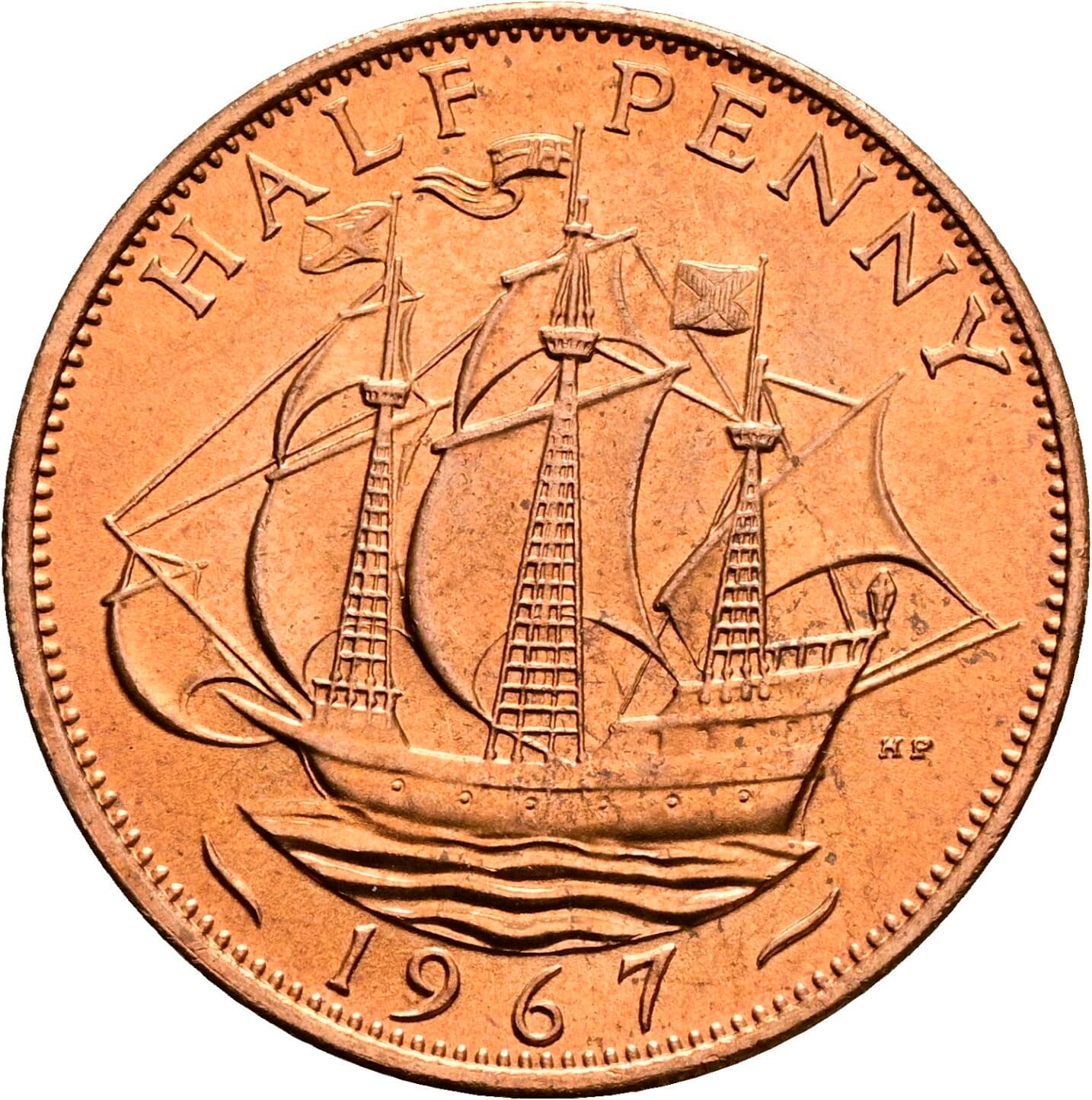 Half Penny Elisabeth II. 1952-2022 1967 – Rückseite