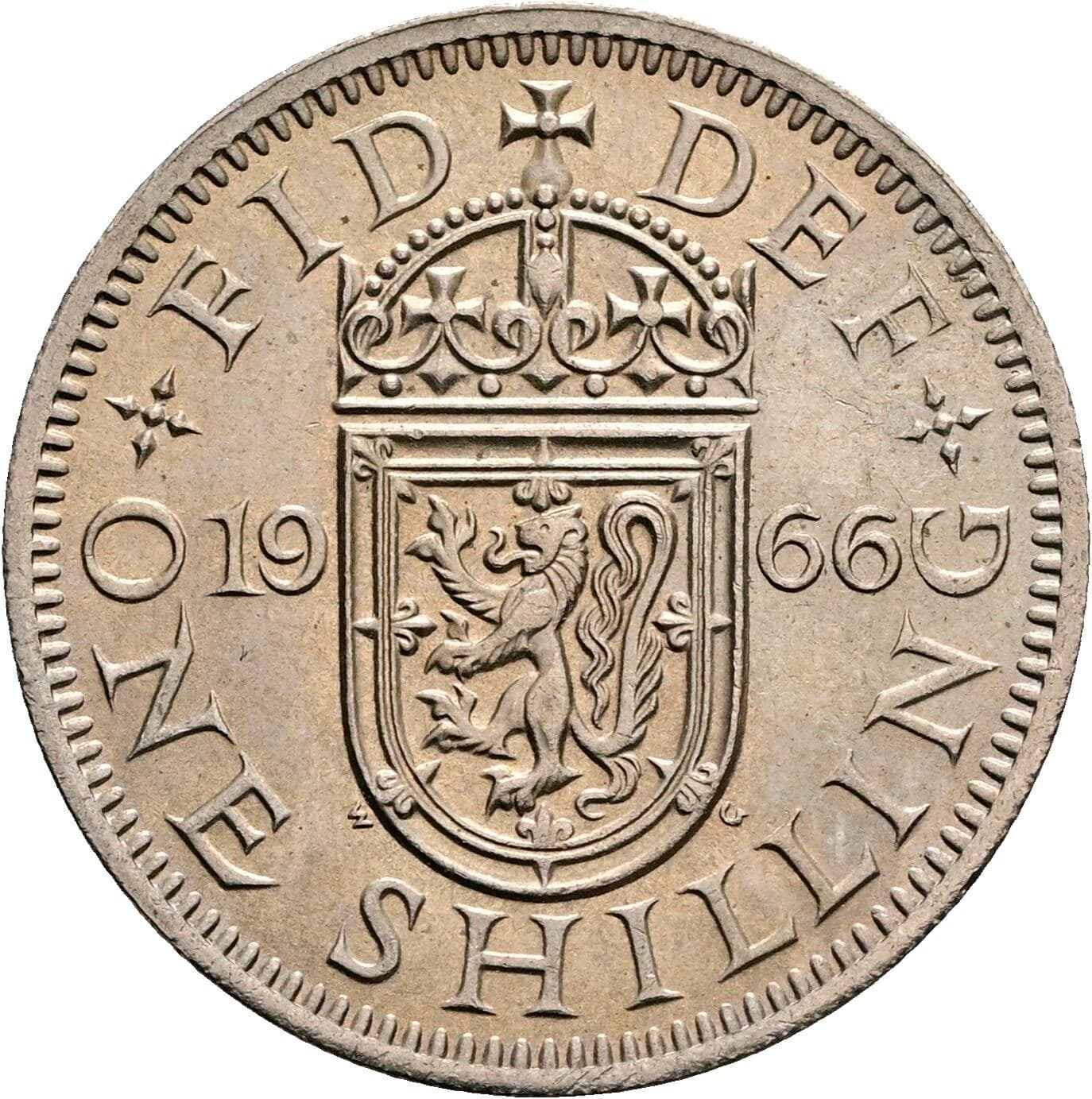 1 Shilling Elisabeth II. 1952-2022 1966 – Rückseite
