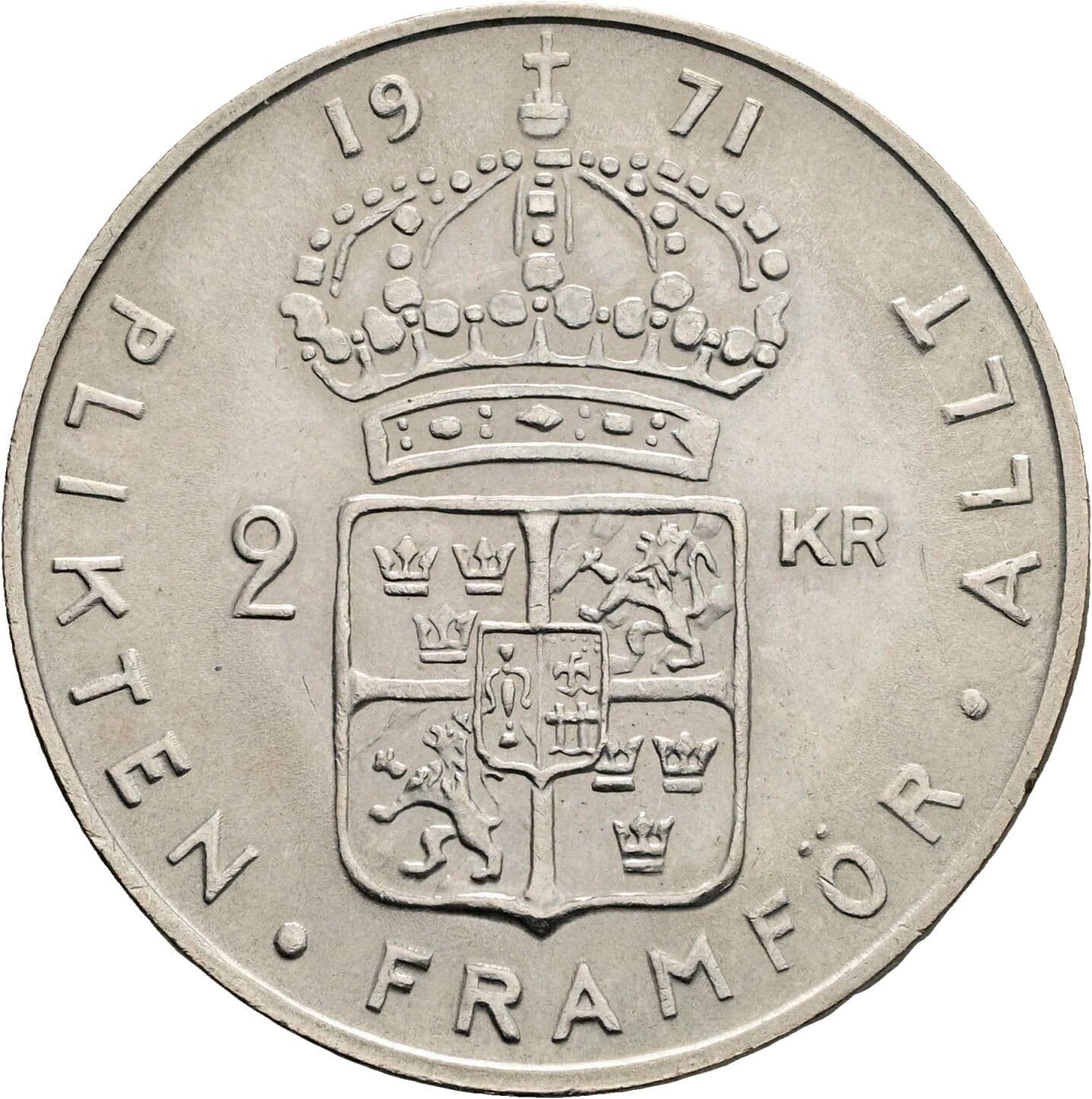 2 Kronor Gustav VI. Adolf (1950-1973) 1971 – Rückseite