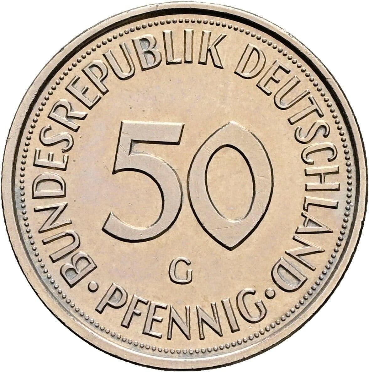 50 Pfennig 1975 G – Vorderseite