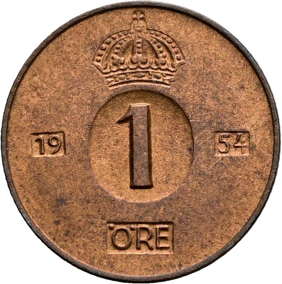 1 Öre Gustav VI. Adolf (1950-1973) 1954 – Vorderseite