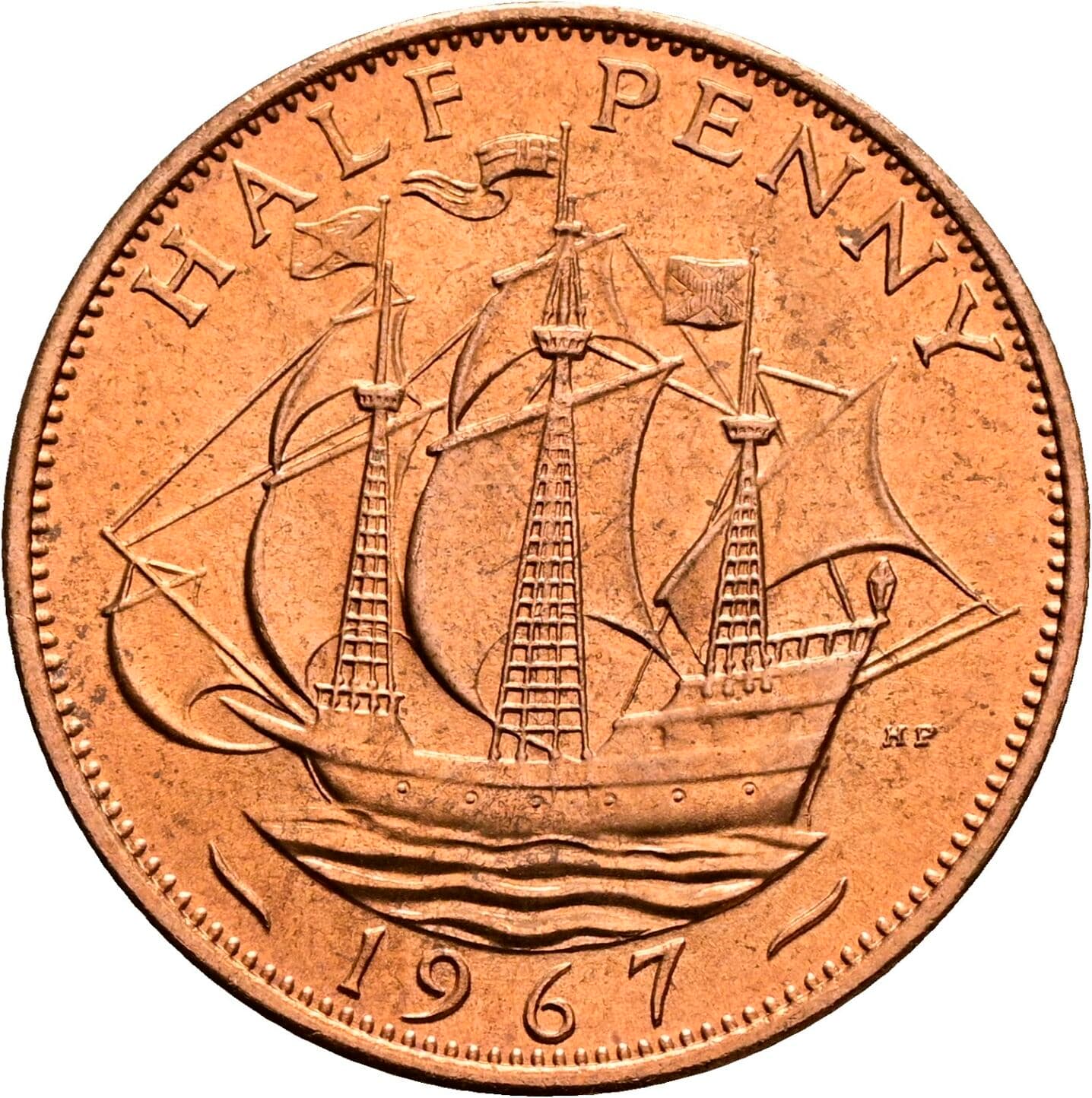 Half Penny Elisabeth II. 1952-2022 1967 – Rückseite