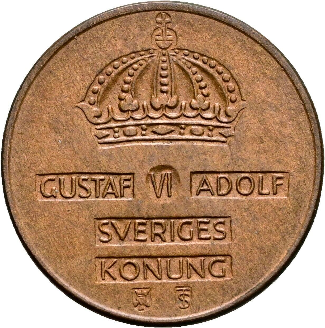 2 Öre Gustav VI. Adolf (1950-1973) 1957 – Rückseite
