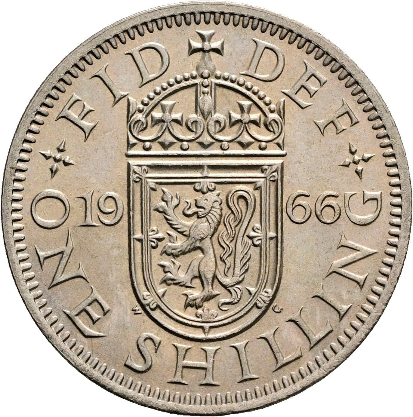 1 Shilling Elisabeth II. 1952-2022 1966 – Rückseite