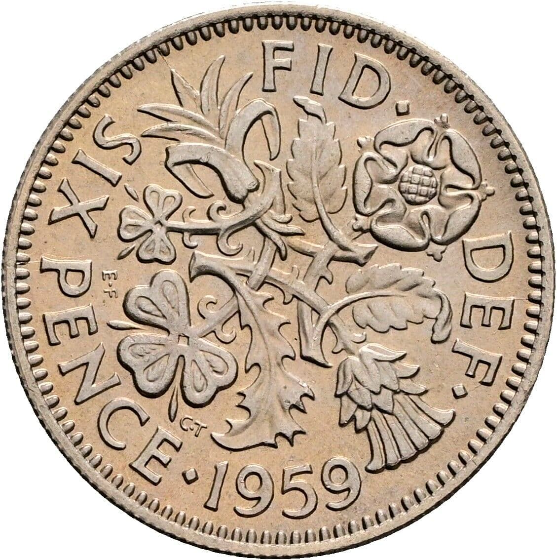 6 Pence Elisabeth II. 1952-2022 1959 – Rückseite
