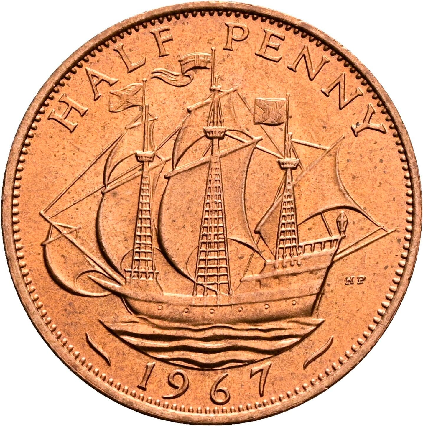 1/2 Penny Elisabeth II. 1952-2022 1967 – Rückseite