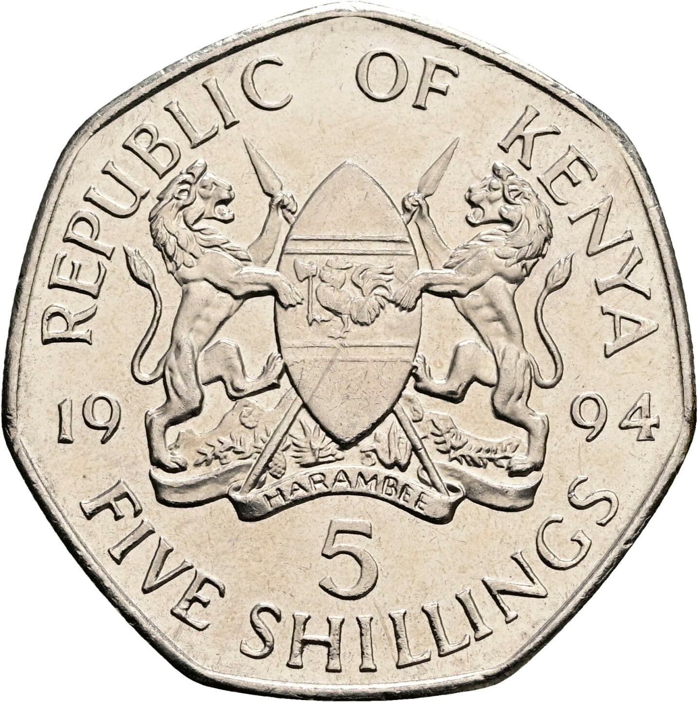 5 Shillings 1994 – Rückseite
