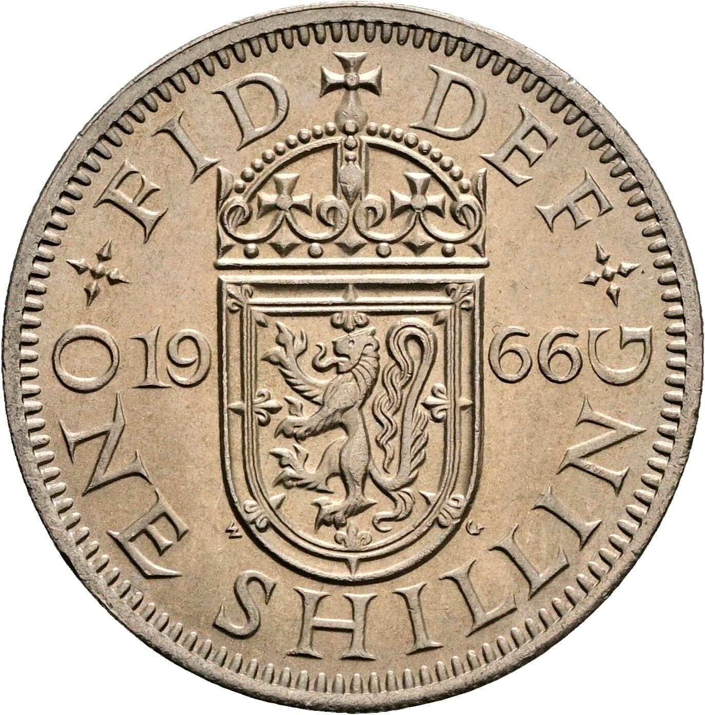 1 Shilling Elisabeth II. 1952-2022 1966 – Rückseite