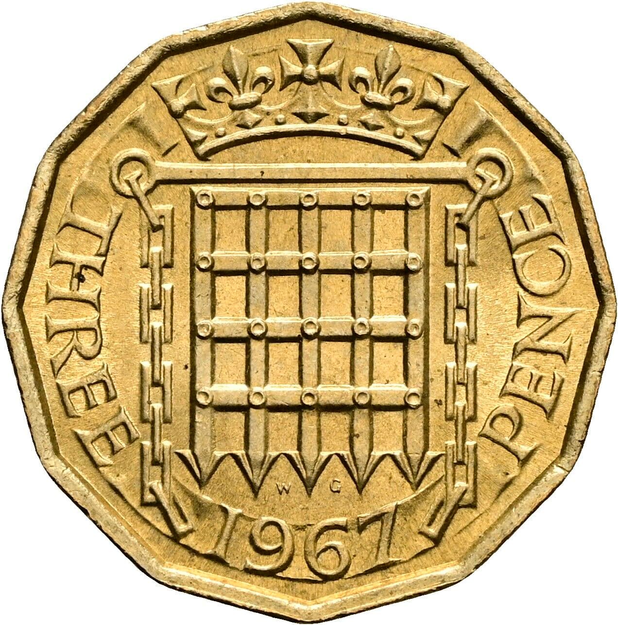 3 Pence Elisabeth II. 1952-2022 1967 – Rückseite