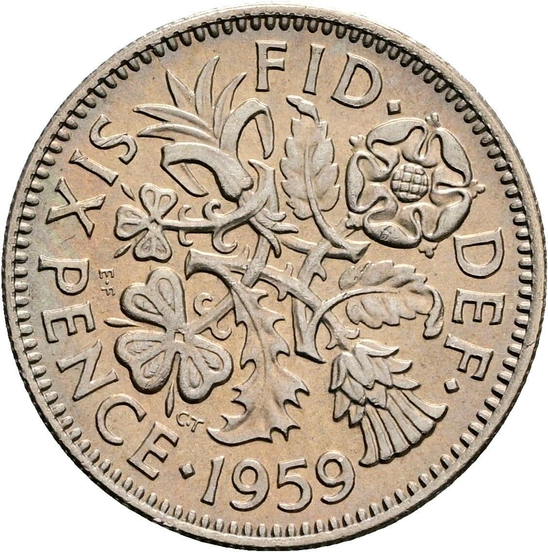6 Pence Elisabeth II. 1952-2022 1959 – Rückseite