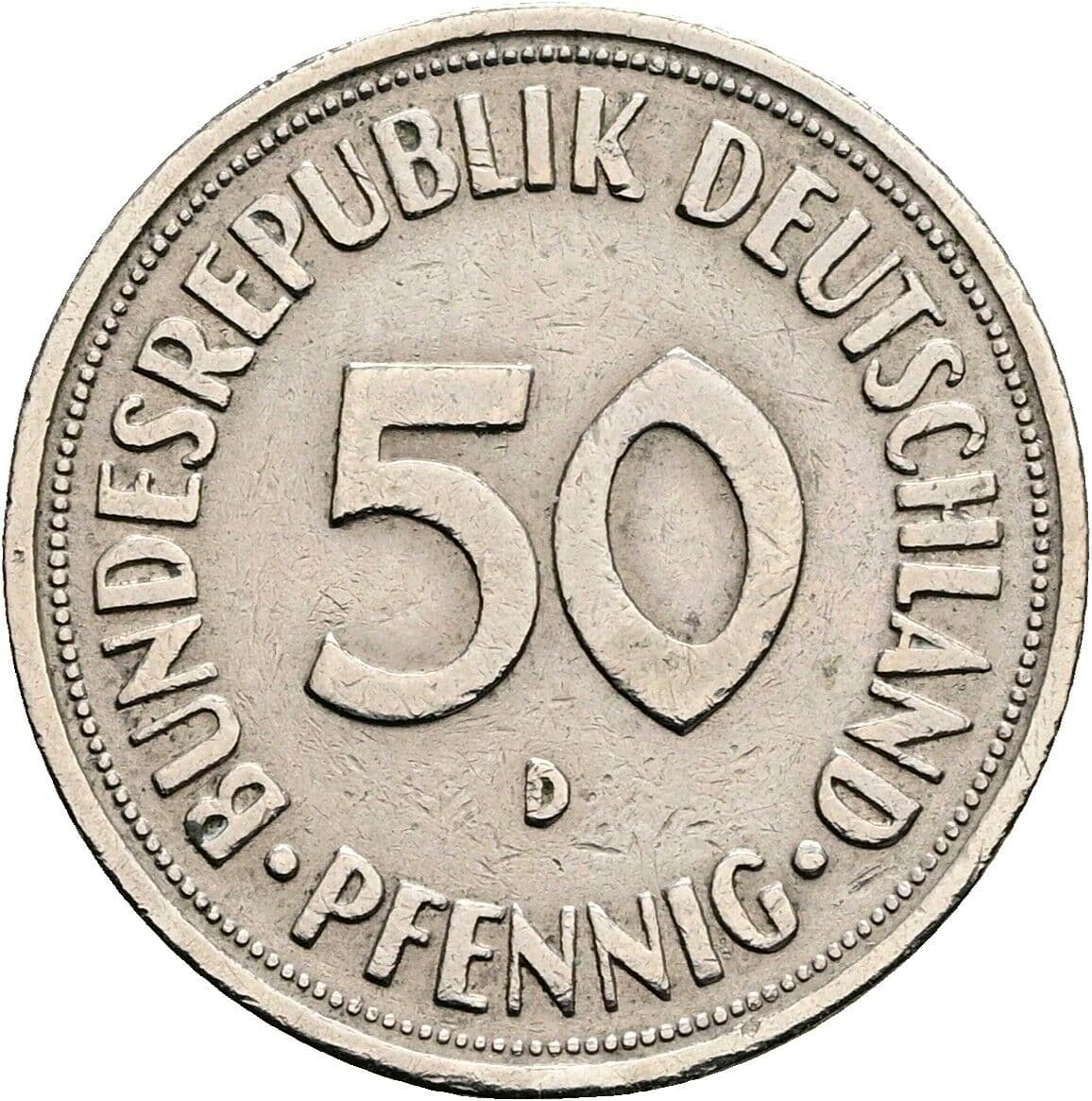 50 Pfennig 1950 D – Vorderseite