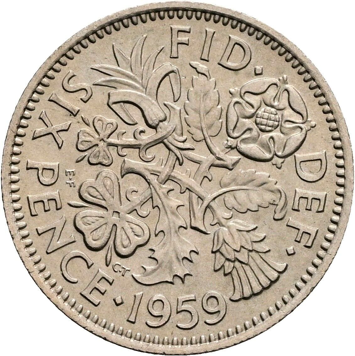6 Pence Elisabeth II. 1952-2022 1959 – Rückseite