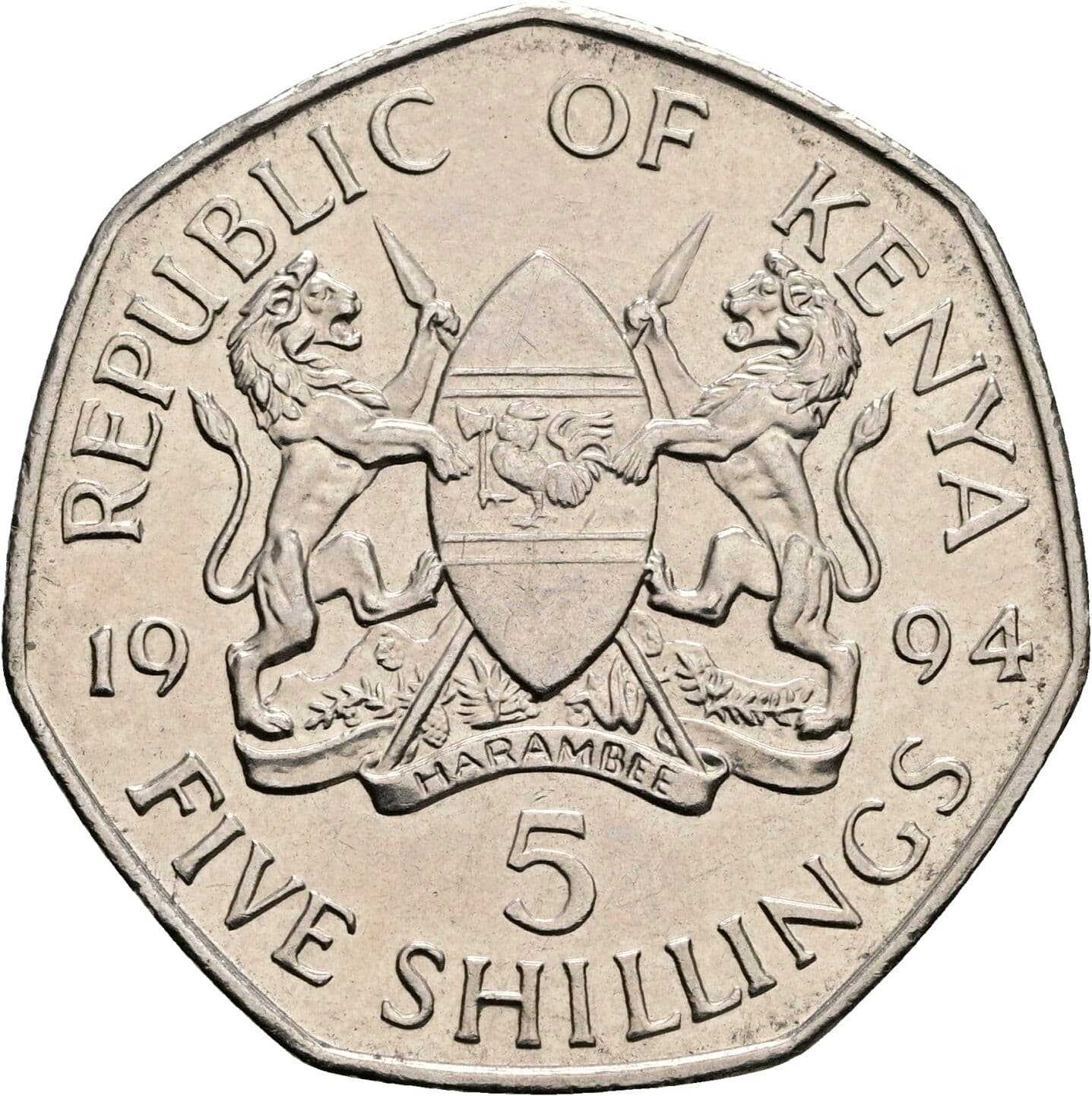 5 Shillings 1994 – Rückseite