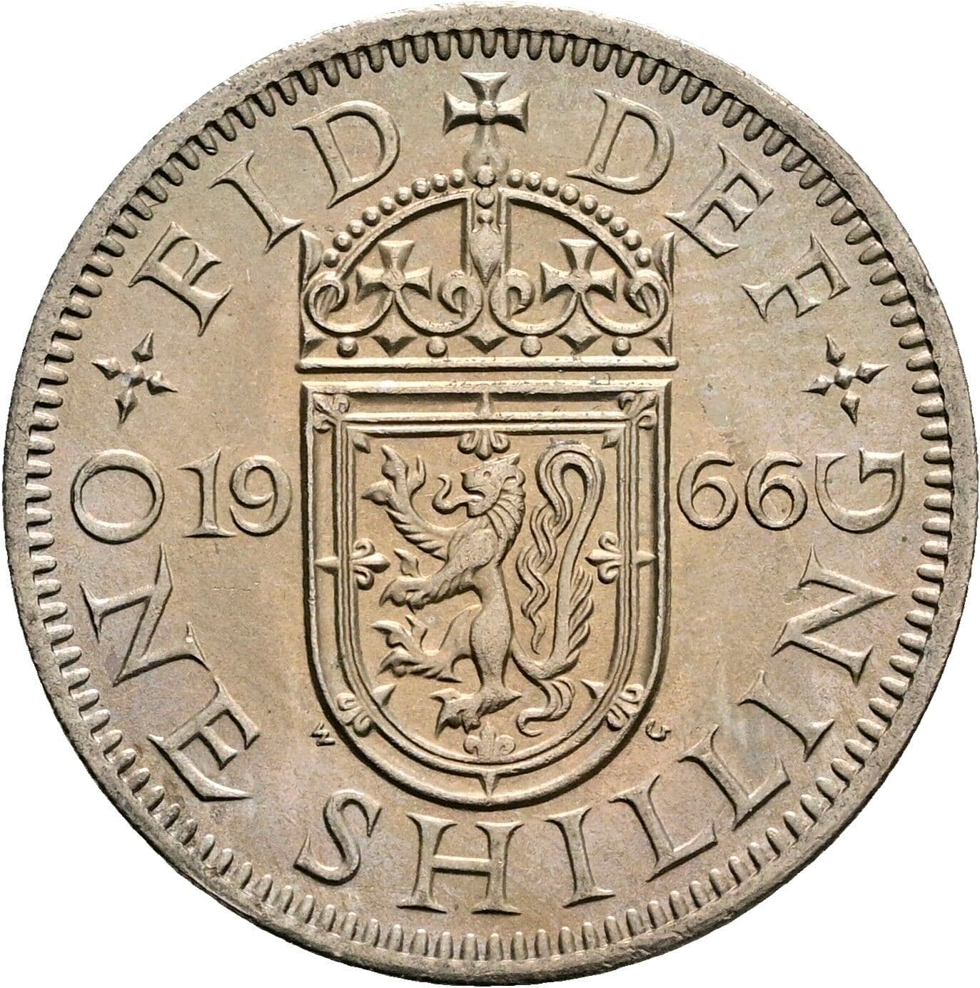 1 Shilling Elisabeth II. 1952-2022 1966 – Rückseite