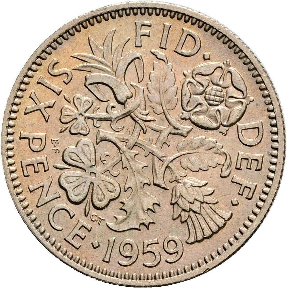 6 Pence Elisabeth II. 1952-2022 1959 – Rückseite